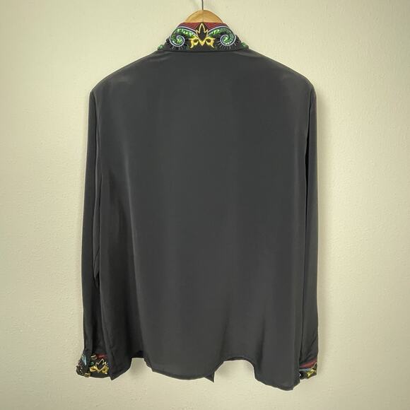 Karen Scott Black Blouse 16 Embellished Collar Cuffs Whimsigoth Fairycore - Picture 8 of 9